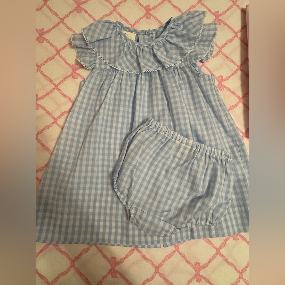 The Beaufort Bonnet Company Blue Gingham Dress Set